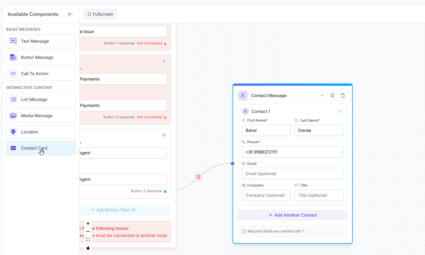 Contact Card Component